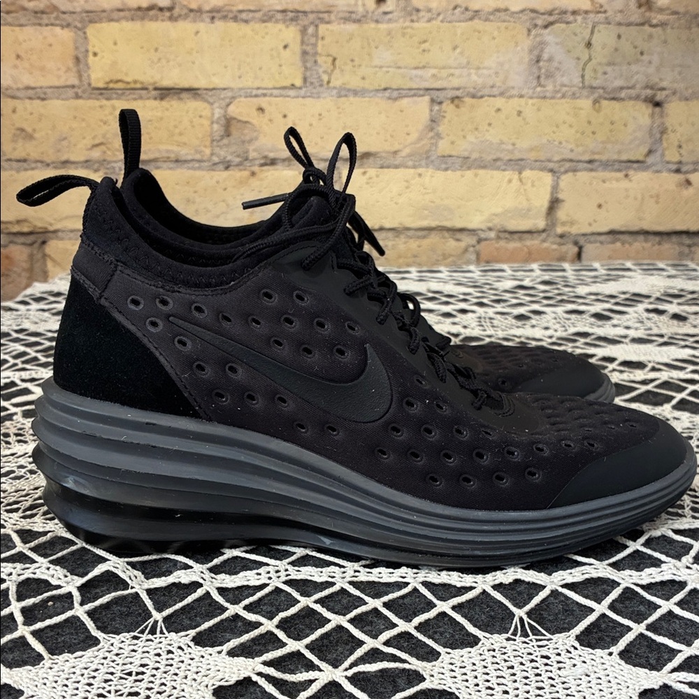 Nike Lunar Elite Sky Hi Black Wedge Sneakers, 7.5